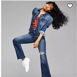 Women's Distressed Puff Sleeve Denim Jacket